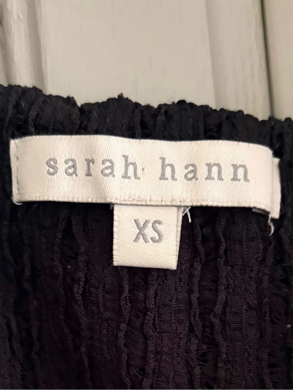 Anthropologie x Sarah Hann Flutter-Sleeve Crochet Top | Black & Cream | Size XS